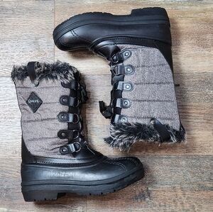 Quest Powder Boots Womens Size 8 Black Grey Winter Snow Faux Fur Insulated